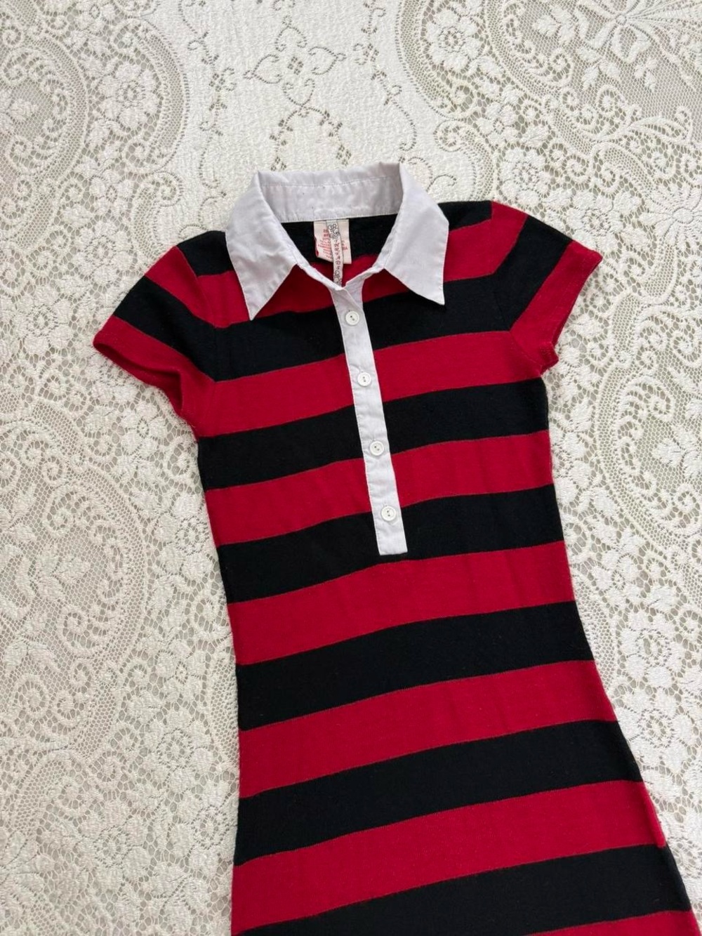 y2k preppy emo scenecore mall goth red and white striped knit dress | size XS - Picture 3 of 5